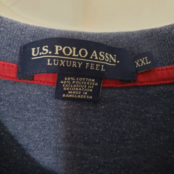 US Polo Assn short sleeve two button shirt Mens 2xl luxury feel blue shirt - Picture 3 of 5